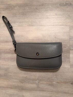 Coach Gray Leather Wristlet Clutch